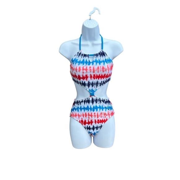 Target Art Class Blue Red White One Piece Swimsuit Girls Size S - Picture 1 of 8
